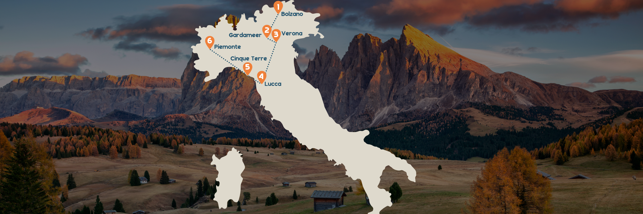 Noord Italië kaart banner